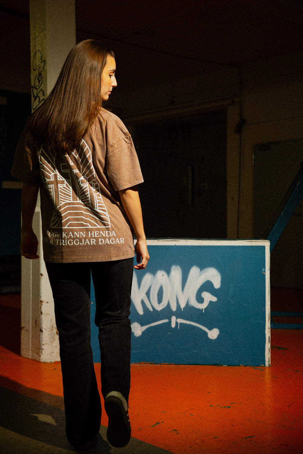 EKKÓ Ltd.Ed. NKH3D oversized tee, brunt — aftan