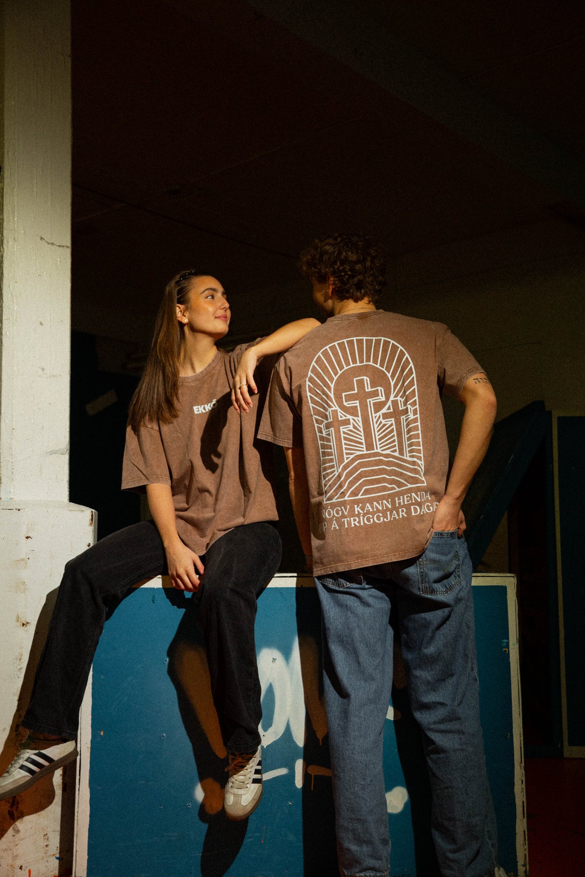 EKKÓ Ltd.Ed. NKH3D oversized tee, brunt — aftan, tvey saman 2